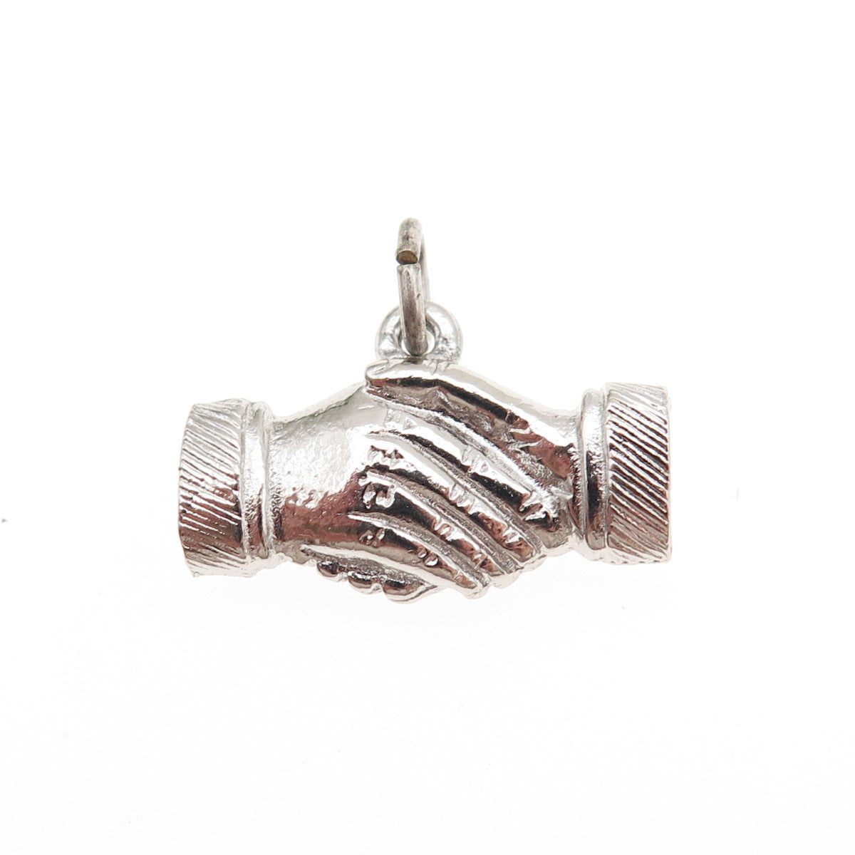 925 Sterling Silver Vintage Handshake 3D Mini Charm Pendant