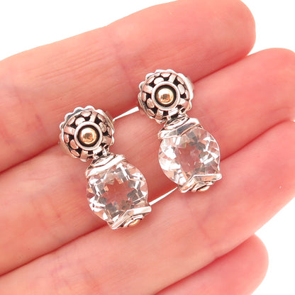 John Hardy Sterling Silver 18K Gold Vintage Real White Topaz Batu Sari Earrings