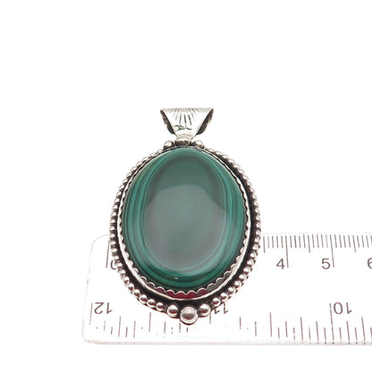 Stanley Bain Navajo Old Pawn Sterling Silver Vintage Malachite Tribal Pendant