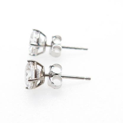 DBJ DEE BERKLE 925 Sterling Silver Round-Cut C Z Stud Earrings