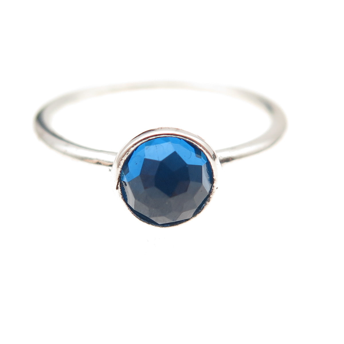 Pandora 925 Sterling Silver Blue Crystal September Birthstone Ring Size 6.25