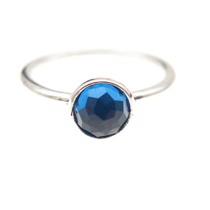 Pandora 925 Sterling Silver Blue Crystal September Birthstone Ring Size 6.25