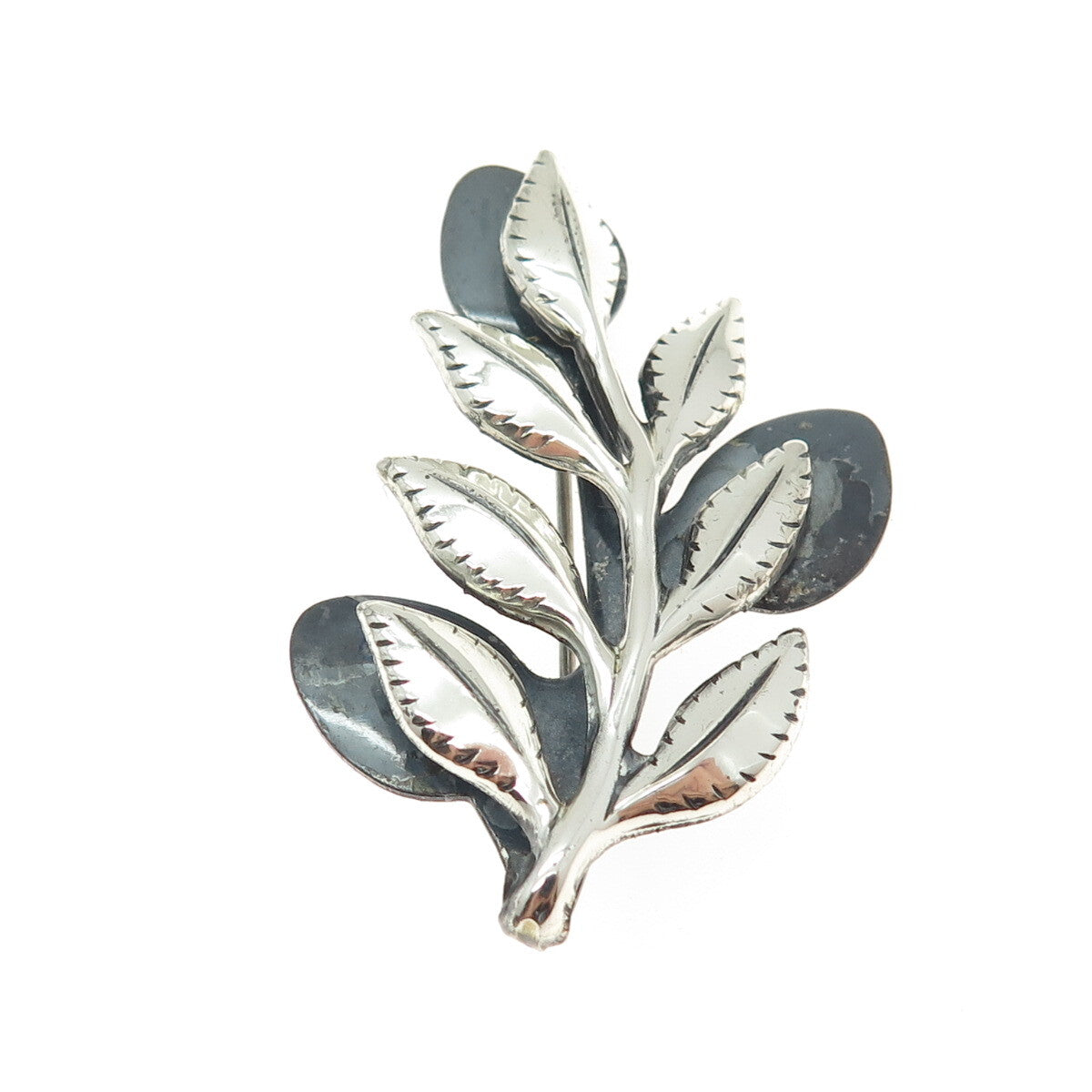 RENOIR SAUTEUR 925 Sterling Silver Niello Vintage 1950s Floral Modernist Brooch