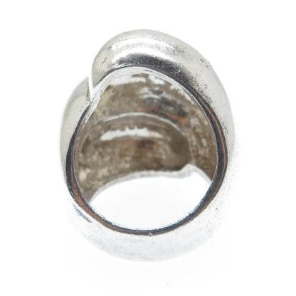 925 Sterling Silver Vintage Mexico Modernist Oxidized Ring Size 7.5