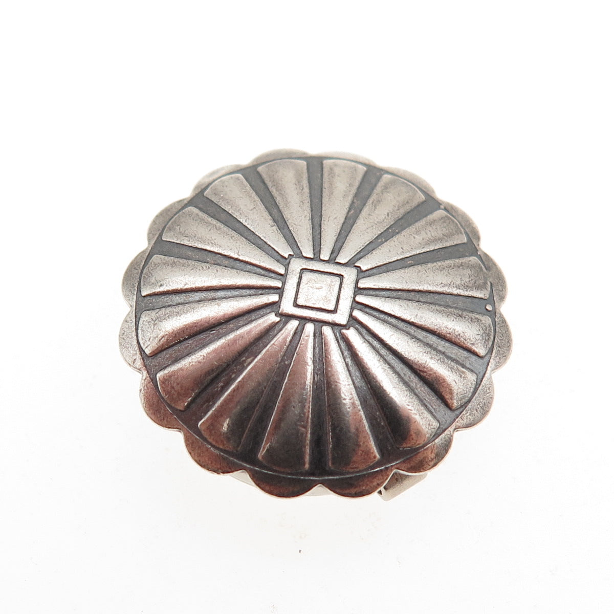 Old Pawn 925 Sterling Silver Vintage Southwestern Concho Tribal Clip Button