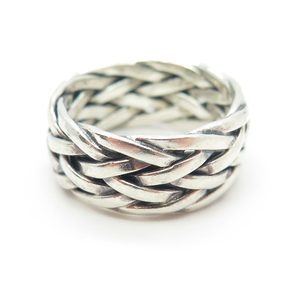 925 Sterling Silver Vintage Woven Band Ring Size 7.75