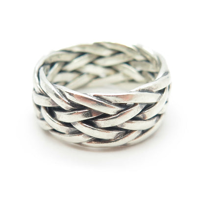 925 Sterling Silver Vintage Woven Band Ring Size 7.75