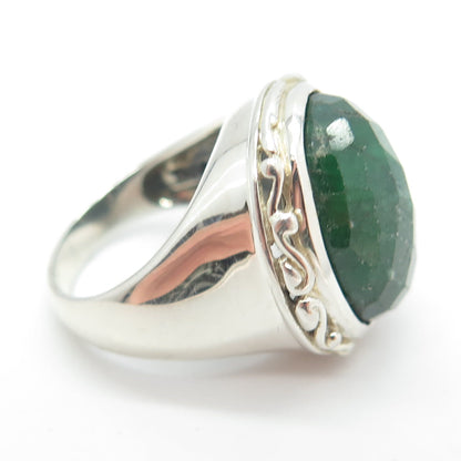 925 Sterling Silver Real Oval-Cut Zoisite Ruby Swirl Ring Size 6