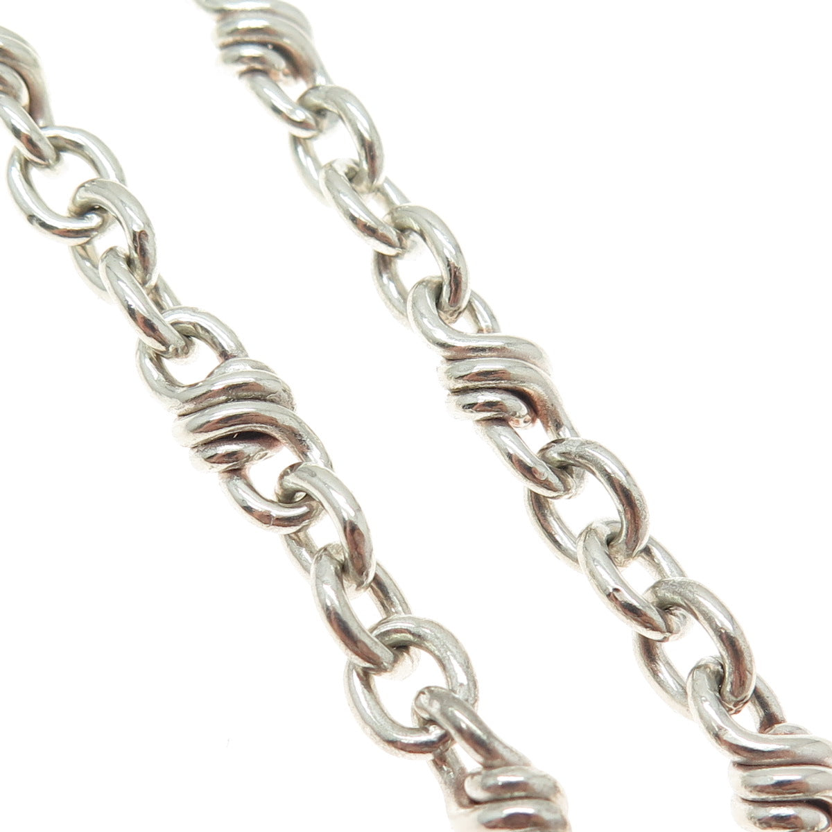 925 Sterling Silver Vintage Twisted Mariner Anchor Chain Necklace 20"