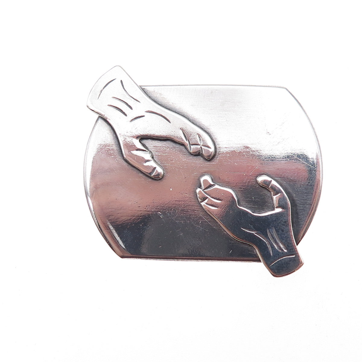Kathy Walters 925 Sterling Silver Vintage The Creation of Adam Oxidized Brooch