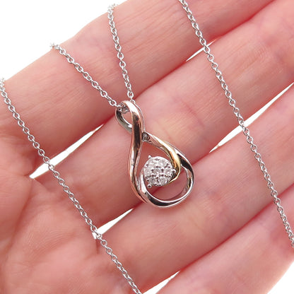 Sai 925 Sterling Silver 3-Tone Real Diamond Infinity Cable Chain Necklace 18"