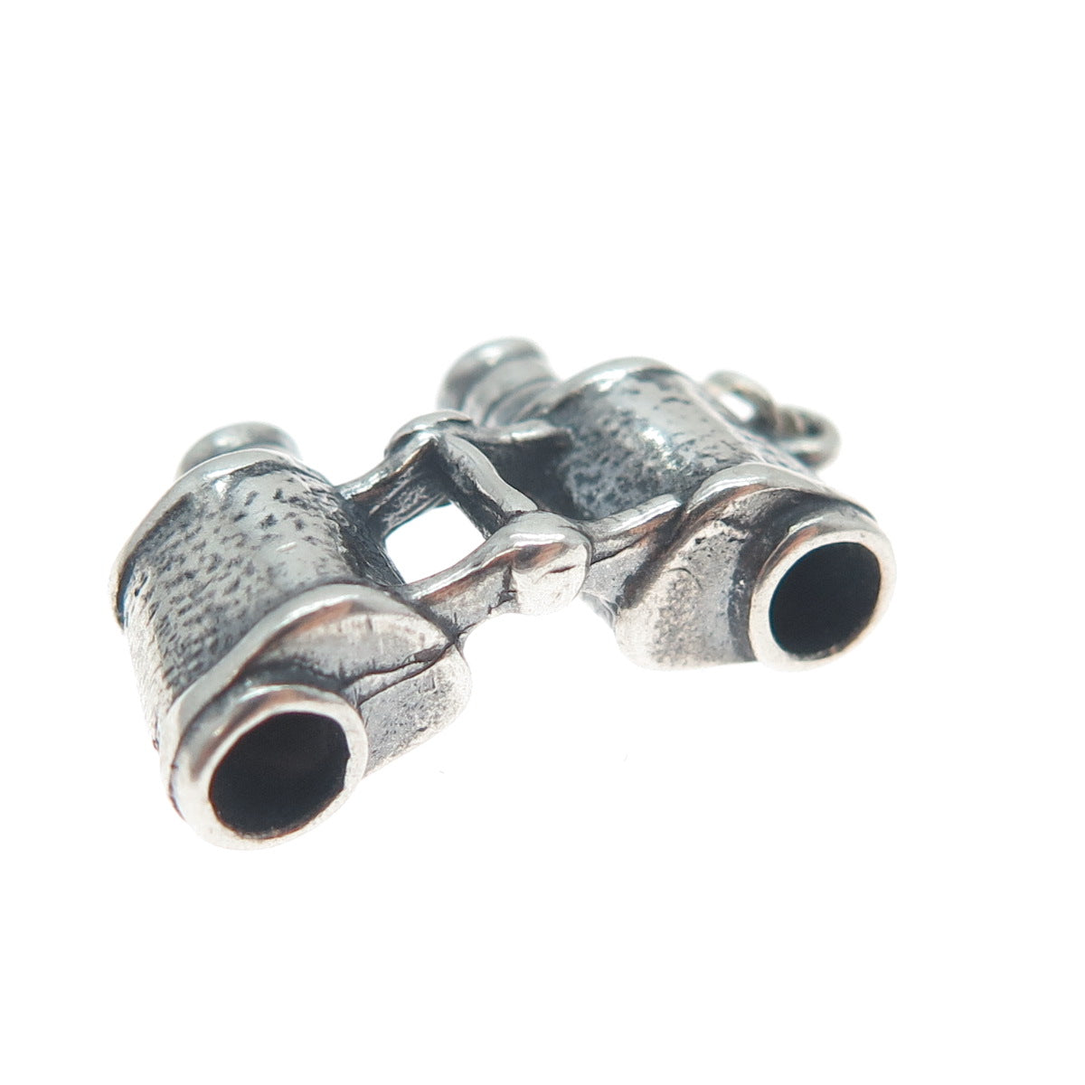 925 Sterling Silver Vintage Binoculars Oxidized Minimalist 3D Charm Pendant
