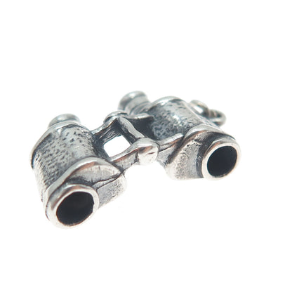 925 Sterling Silver Vintage Binoculars Oxidized Minimalist 3D Charm Pendant