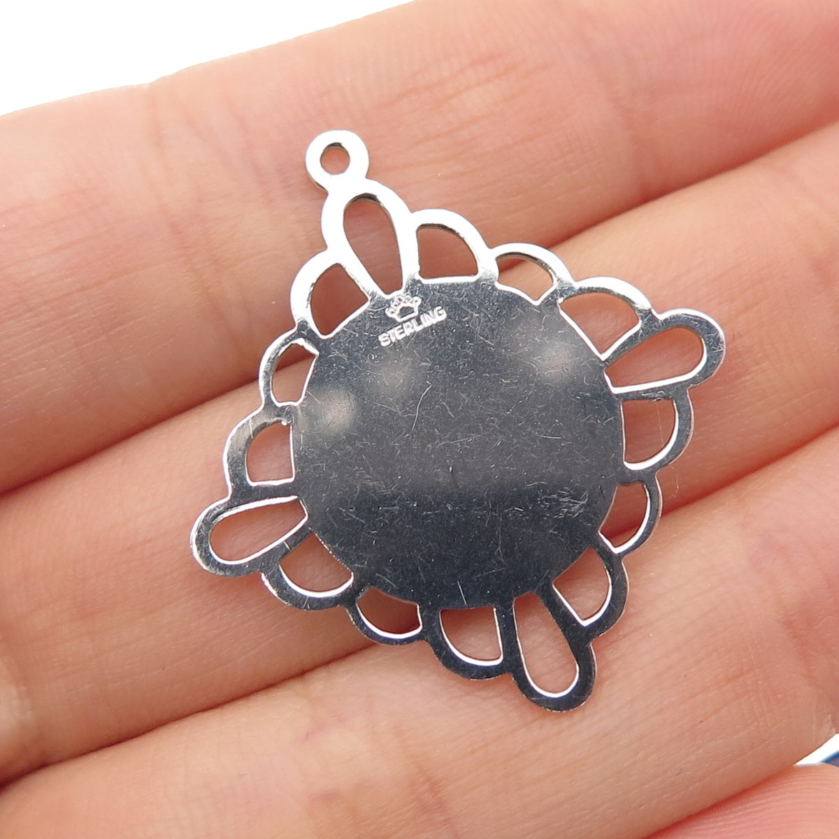 CROWN 925 Sterling Silver Vintage Happy Birthday Charm Pendant
