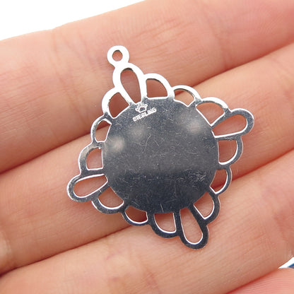 CROWN 925 Sterling Silver Vintage Happy Birthday Charm Pendant