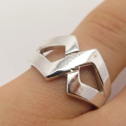 925 Sterling Silver Vintage Crossover Ring Size 6.25