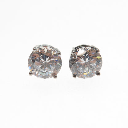 925 Sterling Silver Round-Cut C Z Stud Earrings