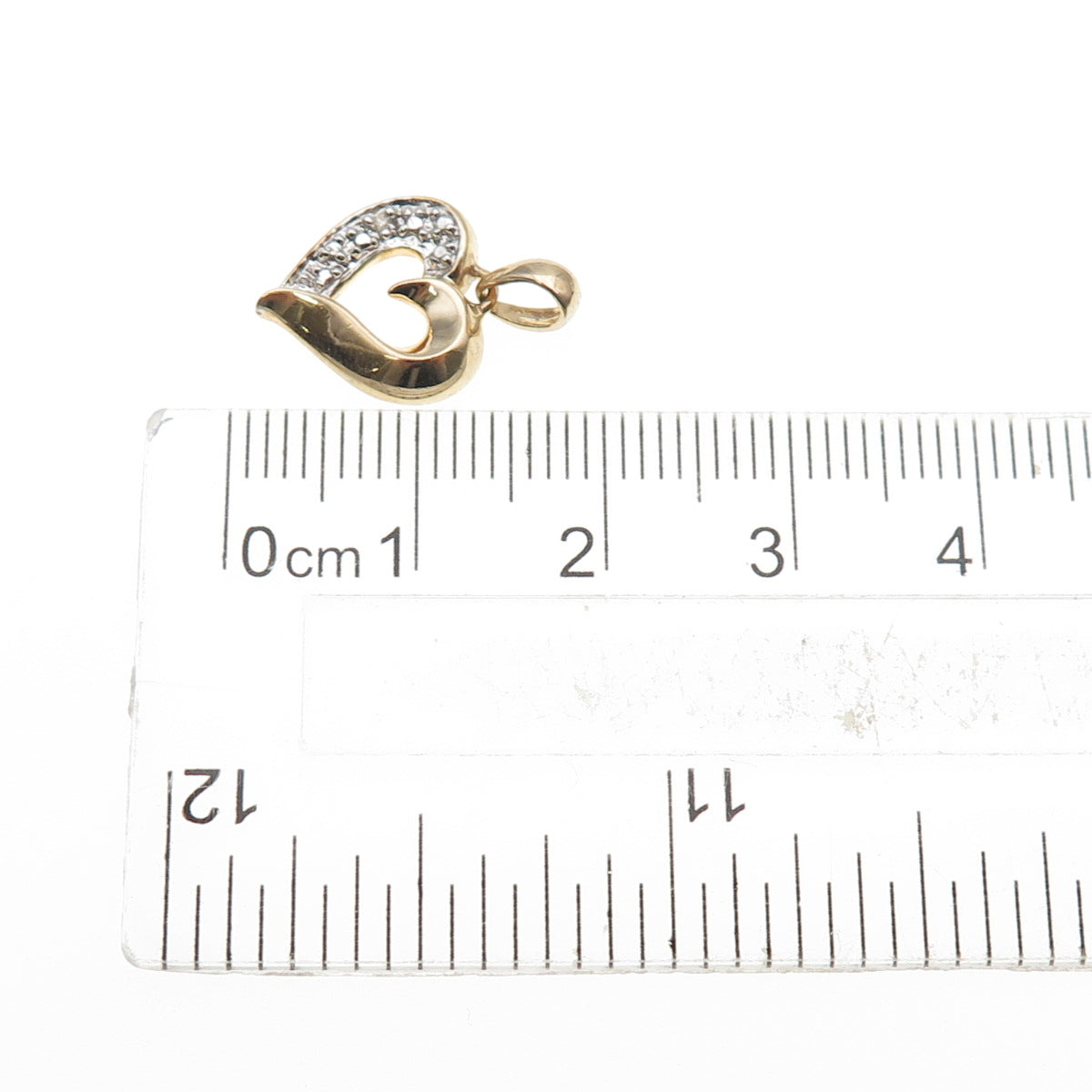 ROSS SIMONS Sterling Silver Gold Plated Real Diamond Accent Heart Mini Pendant