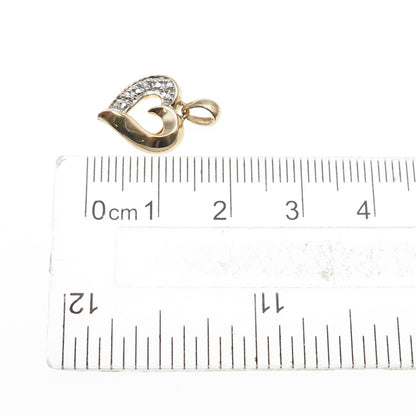 ROSS SIMONS Sterling Silver Gold Plated Real Diamond Accent Heart Mini Pendant