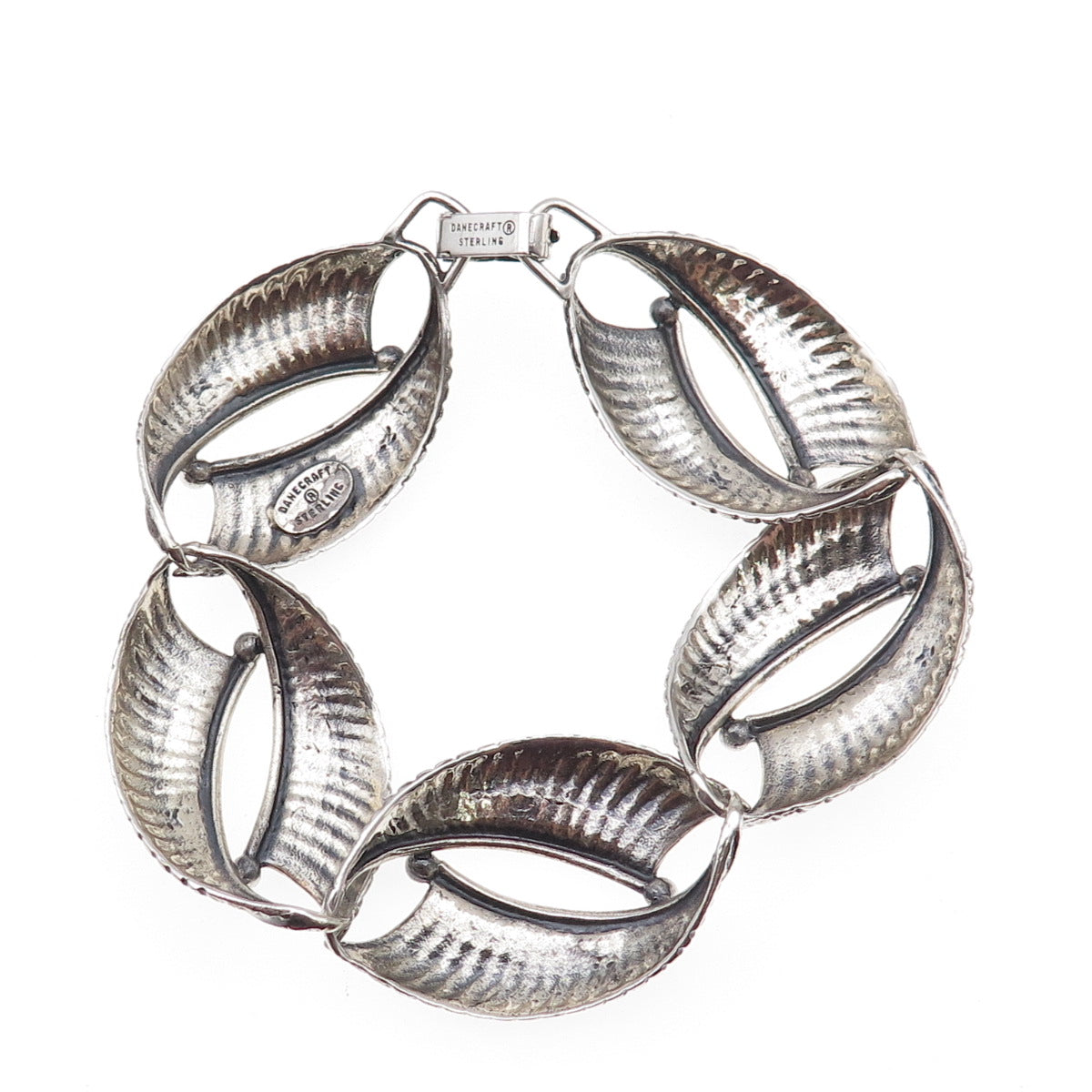 Danecraft 925 Sterling Silver Vintage Modernist Oxidized Bracelet 7.5"