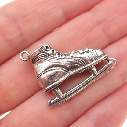 Beau 925 Sterling Silver Vintage Ice Skating Shoe Oxidized Charm Pendant
