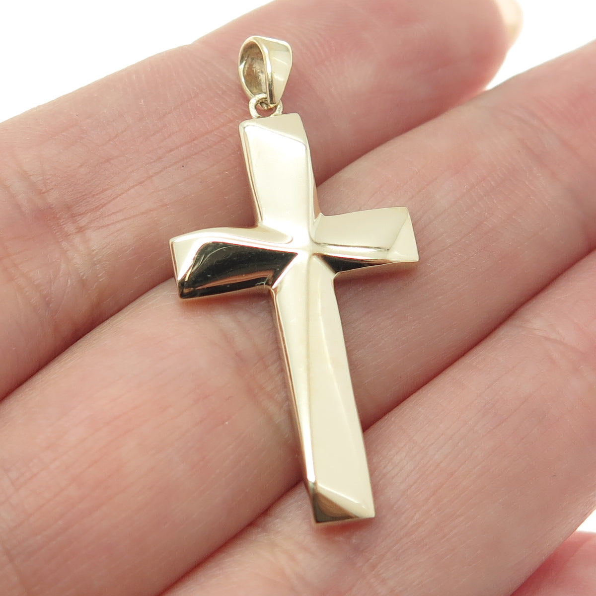 14K Yellow Gold Modernist Cross Charm Pendant