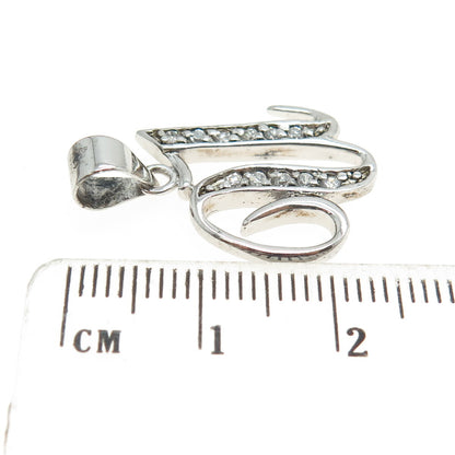 925 Sterling Silver Round-Cut C Z Letter "U" Initial Pendant