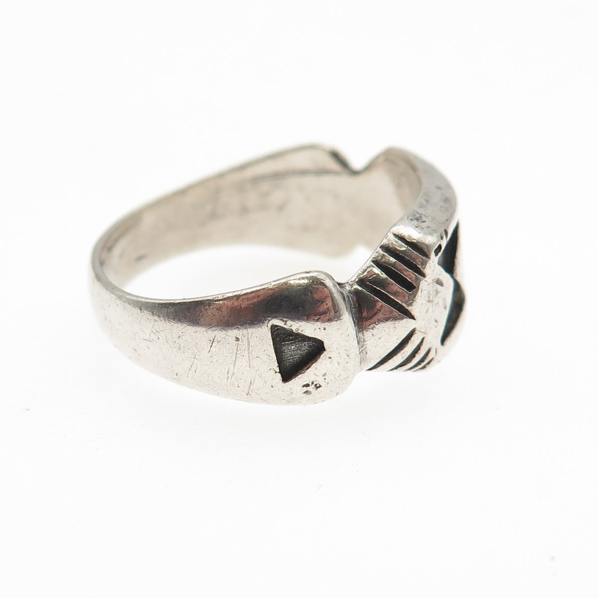 MAISELS INDIAN Old Pawn Sterling Silver Vintage Southwestern Tribal Ring Size 8