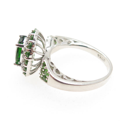 HAROLD TRUJILLO 925 Sterling Silver Real Peridot Gemstone & C Z Ring Size 8