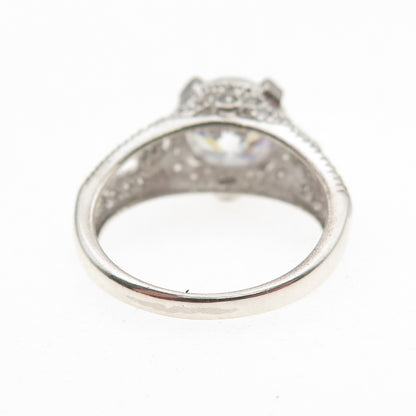 925 Sterling Silver Round-Cut C Z Engagement Ring Size 6