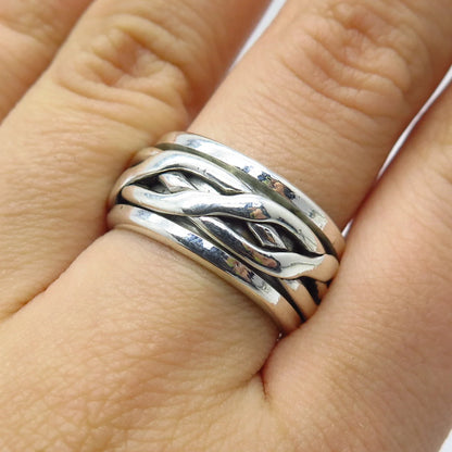 925 Sterling Silver Vintage Mexico Braided Celtic Band Ring Size 7.75