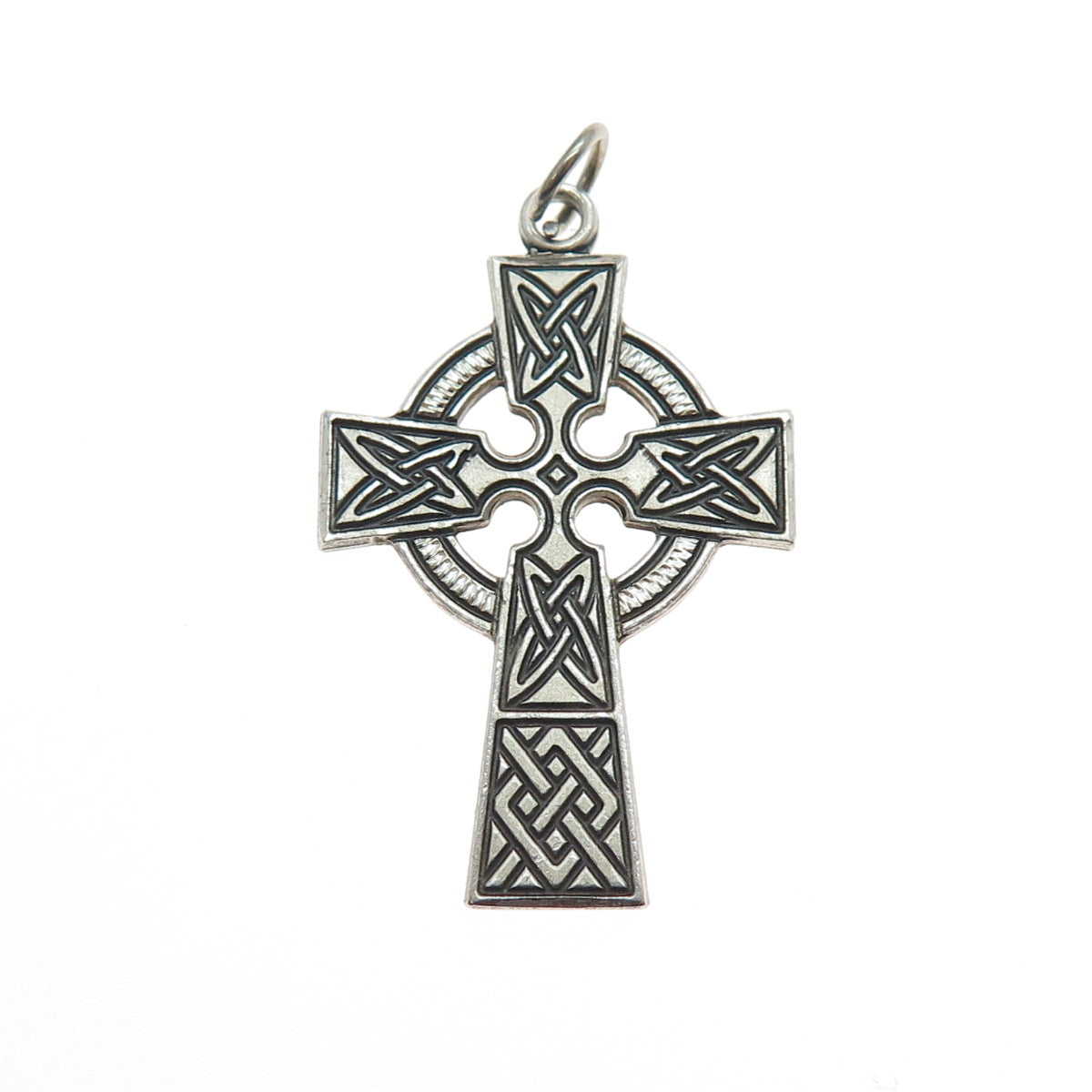 CHAPEL 925 Sterling Silver Vintage Celtic Cross Oxidized Charm Pendant