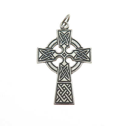 CHAPEL 925 Sterling Silver Vintage Celtic Cross Oxidized Charm Pendant