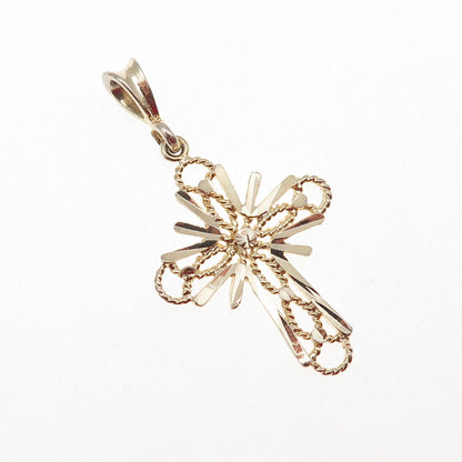 925 Sterling Silver Gold Plated Cross Charm Pendant