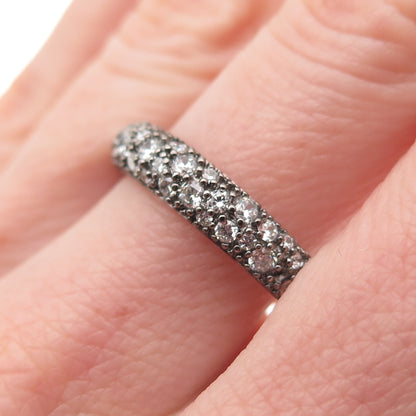 925 Sterling Silver Round-Cut C Z Half Eternity Band Ring Size 9.25