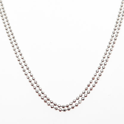 925 Sterling Silver Enamel Ball Beaded Double Chain Necklace 16-18"