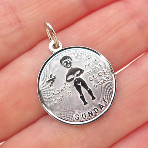 JAY POSON 925 Sterling Silver Vintage Sunday's Child Charm Pendant