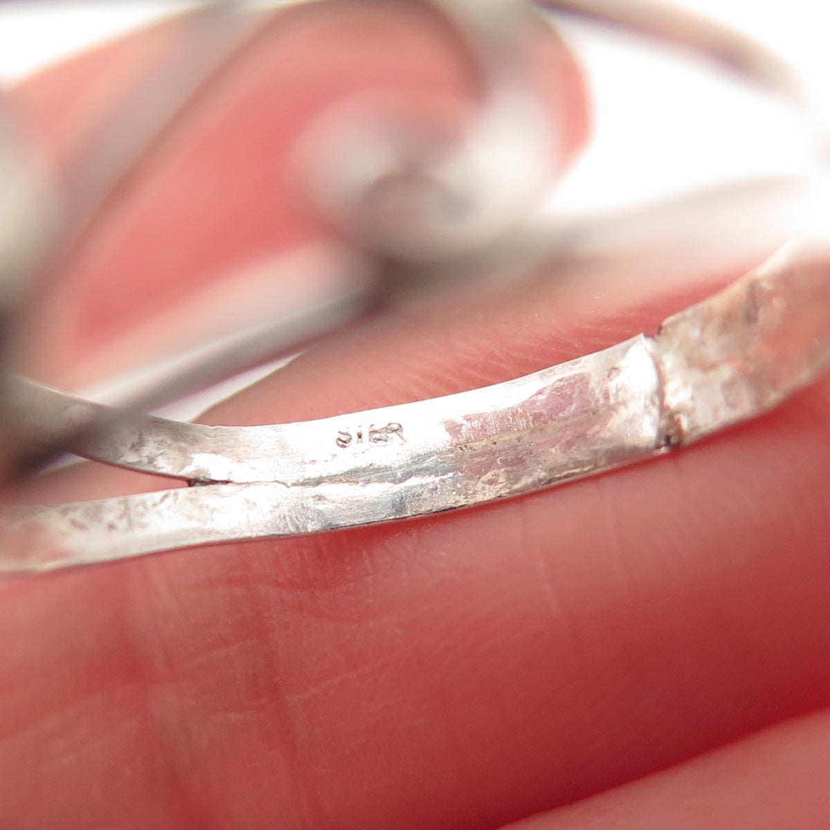 925 Sterling Silver Vintage Real Red Garnet Swirl Ring Size 10.25