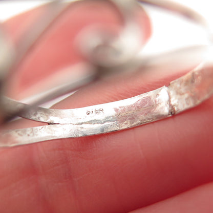 925 Sterling Silver Vintage Real Red Garnet Swirl Ring Size 10.25