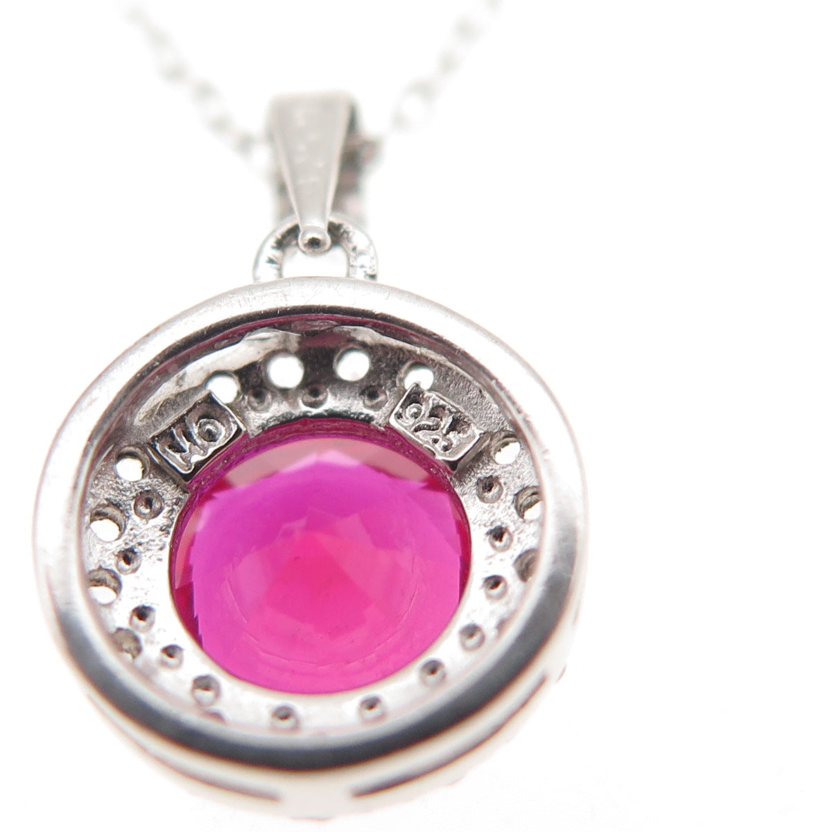 925 Sterling Silver Lab-Created Ruby & Real White Topaz Cable Chain Necklace 18"