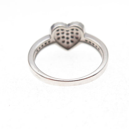 925 Sterling Silver Round-Cut Cognac & White C Z Heart Ring Size 5