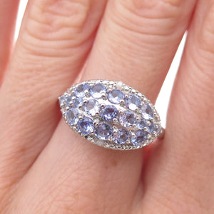 Chuck Clemency 925 Sterling Silver Real Diamond & Tanzanite Ring Size 8.25