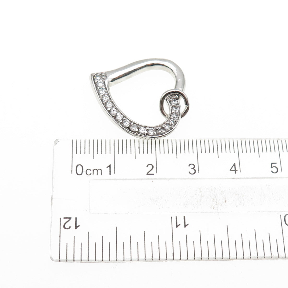 925 Sterling Silver Round-Cut C Z Heart Charm Pendant
