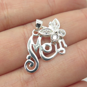 HAN 925 Sterling Silver C Z "MOM" Butterfly Pendant