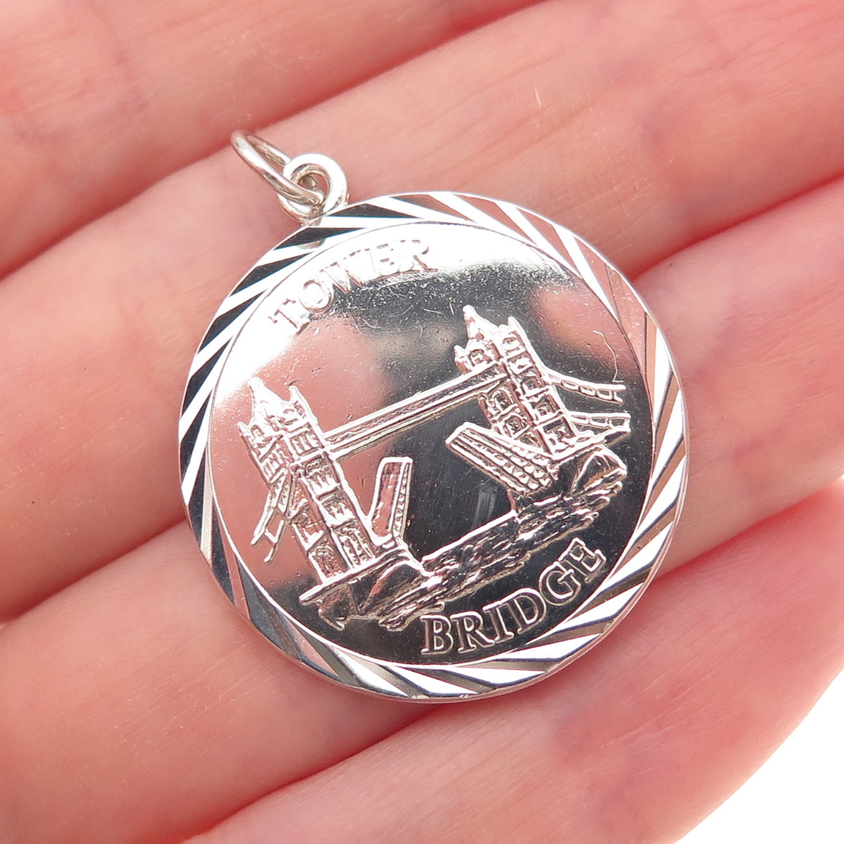 925 Sterling Silver Vintage 1978 A&AJ London Tower Bridge Charm Pendant