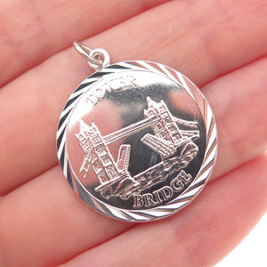 925 Sterling Silver Vintage 1978 A&AJ London Tower Bridge Charm Pendant