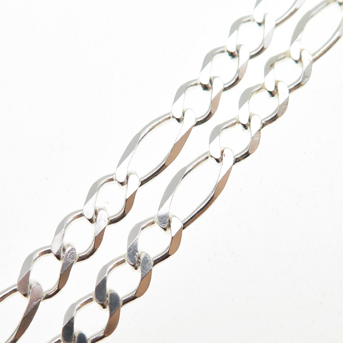925 Sterling Silver Vintage Italy Figaro Chain Necklace 20"
