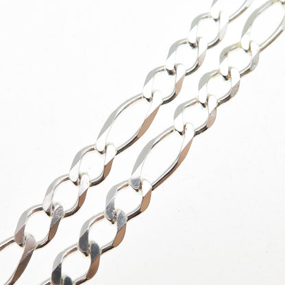 925 Sterling Silver Vintage Italy Figaro Chain Necklace 20"