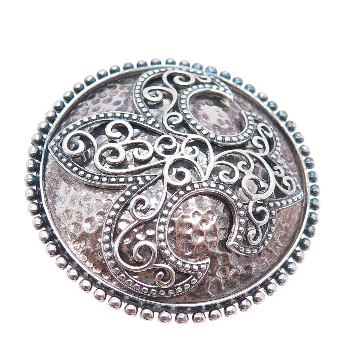 CFJ Collins Fine 925 Sterling Silver Vintage Fleur de Lis Oxidized Slide Pendant