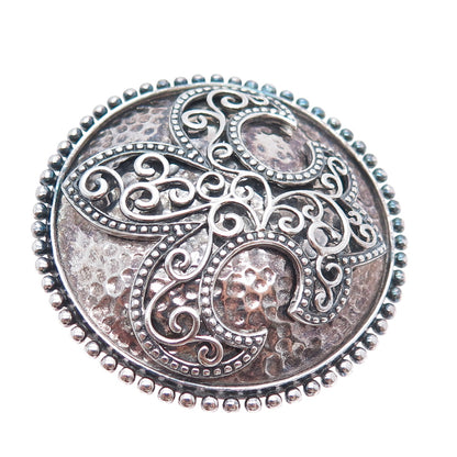 CFJ Collins Fine 925 Sterling Silver Vintage Fleur de Lis Oxidized Slide Pendant